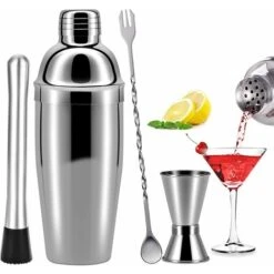 Coctelera De 4 Piezas, Kit De Coctelera De Acero Inoxidable 750ml Juego De Coctelera Profesional Para Coctelera Para Cócteles Mojito De Bartender - MODOU