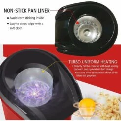 Máquina De Palomitas De Maíz De 1200 W, Máquina De Palomitas De Maíz, Máquina De Palomitas De Maíz De Aire Caliente Saludable Sin Aceite Ni Grasa (rojo) -Cocina Electrodomésticos Ventas 90367321 3