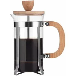Cafetera De Prensa Francesa Con Mango De Madera, Filtro De Alta Densidad, Tetera De Vidrio De Borosilicato Resistente Al Calor, Prensa De Café, 350ML