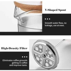 Cafetera De Prensa Francesa Con Mango De Madera, Filtro De Alta Densidad, Tetera De Vidrio De Borosilicato Resistente Al Calor, Prensa De Café, 350ML -Cocina Electrodomésticos Ventas 90816855 3