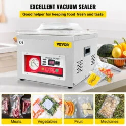 VEVOR Sellador Al Vacío 180W Máquina Selladora Al Vacío Acero Inoxidable 33x25cm -Cocina Electrodomésticos Ventas 91300181 3