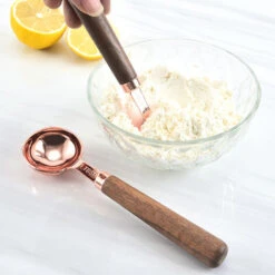 Cucharas Y Acero Inoxidable, 4 Cucharas Medidoras, Mango De Madera, Cuchara Medidora Para Medir Ingredientes Secos Y Líquidos -Cocina Electrodomésticos Ventas 95465310 4