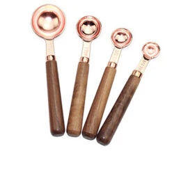 Cucharas Y Acero Inoxidable, 4 Cucharas Medidoras, Mango De Madera, Cuchara Medidora Para Medir Ingredientes Secos Y Líquidos -Cocina Electrodomésticos Ventas 95465310 5