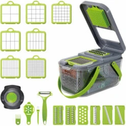 Picadora De Verduras Multifuncional 22 En 1, Picadora Manual Con Cortador De Alimentos, Para Cebolla, Ajo, Zanahoria, Patata, Con Separador De Huevos, Pelador Protector De Manos,