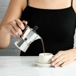 Estufa De Aluminio, Olla Percoladora Para Espresso, Moka, Café Cubano, Capuchino, Café Con Leche Y Más, Perfecto Para Acampar, Fuerte, De Larga Duración, Plateado, 1 Taza
