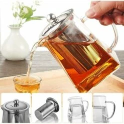 Tetera De Vidrio Cuadrada Con Infusor, Tetera De Borosilicato De 500 Ml Con Colador, Teteras De Hojas Sueltas Transparentes Para Té Suelto -Cocina Electrodomésticos Ventas 97084786 4