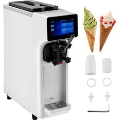 VEVOR Máquina De Helados Comercial 50 Hz Máquina De Helado Suave Blanco 10-20L Por Hora Máquina Para Hacer Helados Suaves 550 X 210 X 680 Mm En Cafeterías, Buffets, Tiendas De Bebidas, Restaurantes