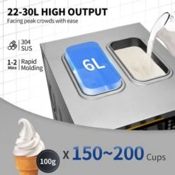 VEVOR Máquina De Helados Comercial 2200 W Máquina De Helado Suave Plata 22-30L Por Hora Máquina Para Hacer Helados Suaves 74,5 X 54 X 86 Cm En Cafeterías, Buffets, Tiendas De Bebidas, Restaurantes -Cocina Electrodomésticos Ventas 97372438 4