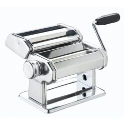 KitchenCraft World Of Flavors Pasta Maker, Máquina Manual De Pasta Con 9 Gruesos Ajustables, Cortador Doble Italiano De Lujo, Acero Inoxidable