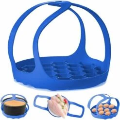 Olla A Presión Sling, Sling De Silicona Utensilios Para Hornear Olla Multifunción Anti-escaldado Utensilios De Cocina Steam Lifter Rack, Egg Steamer Rack(Blue-20.513cm-1pc)