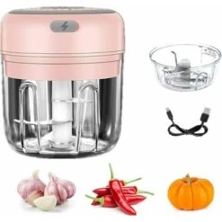 Picadora De Cocina Eléctrica Pequeña Para Verduras, Frutas, Carne, Ajo, Cebolla Y Jengibre, Se Puede Utilizar Para Papillas, Ensaladas USB 250ml Y 100ml