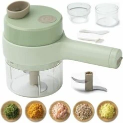 Cortador De Verduras Eléctrico Multifunción, Picadora Eléctrica Inalámbrica Portátil, Cortador De Verduras En Espiral, Picadora De Ajo, Chile, Cebolla, Apio, Jengibre, 2 Contenedores Sin BPA 200ML, 15