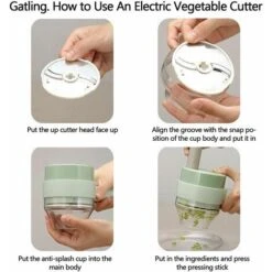 Cortador De Verduras Eléctrico Multifunción, Picadora Eléctrica Inalámbrica Portátil, Cortador De Verduras En Espiral, Picadora De Ajo, Chile, Cebolla, Apio, Jengibre, 2 Contenedores Sin BPA 200ML, 15 -Cocina Electrodomésticos Ventas 97619798 5