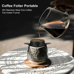 Filtro De Café Portátil Plegable Hecho A Mano, Cono De Goteo De Café, Para Goteo De Café Y Té Con Soporte De Acero Inoxidable, Sin Papel De Filtro Filtro Cifrado Ultrafino -Cocina Electrodomésticos Ventas 99835968 3